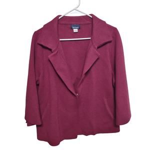 Basic Editions Burgundy Sweater Blazer Large Preppy Classic